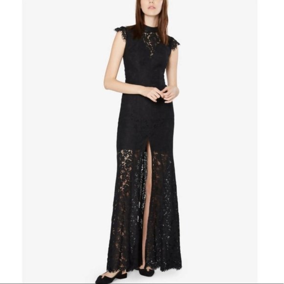 Fame and Partners Dresses & Skirts - Fame & Partners Dress Wedding Maxi Black Lace Open Back Full Length Gown Size 8